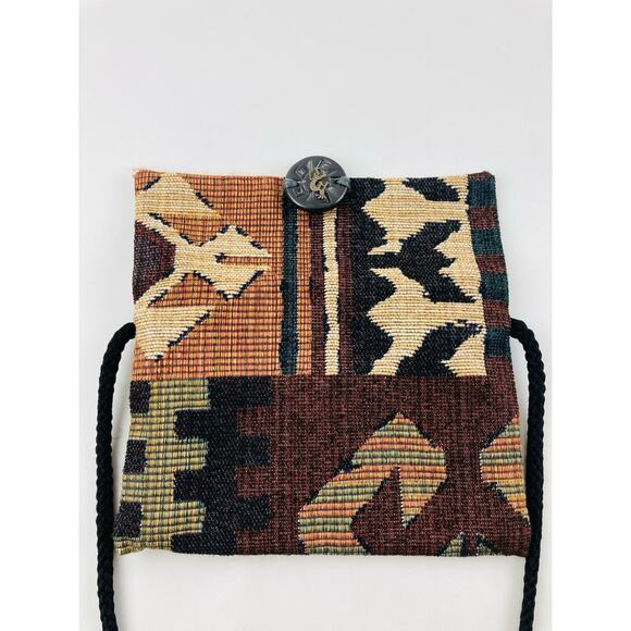 Tapestry Fabric CROSSBODY Southwest BOHO Bag Purse Kokopelli Metal Butt Corduroy - Picture 5 of 10